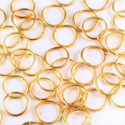 10mm Gold Plated 18 Gauge Round Jump Rings (25 Pieces)