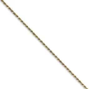 1.2mm 10k Yellow Gold Diamond Cut Solid Rope Chain Necklace