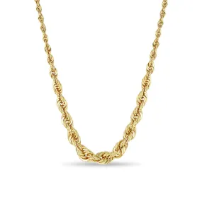 14k Gold Graduated Rope Chain Necklace