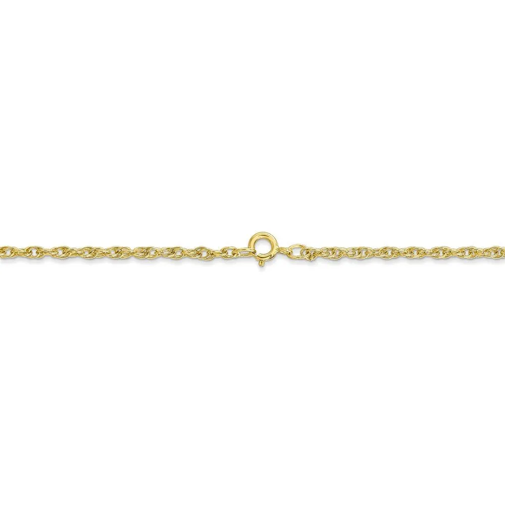 1.5mm 10K Yellow Gold Solid Cable Rope Chain Necklace