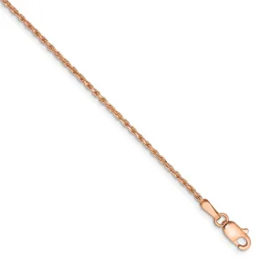 1.5mm, 14k Rose Gold, Diamond Cut Solid Rope Chain Anklet or Bracelet