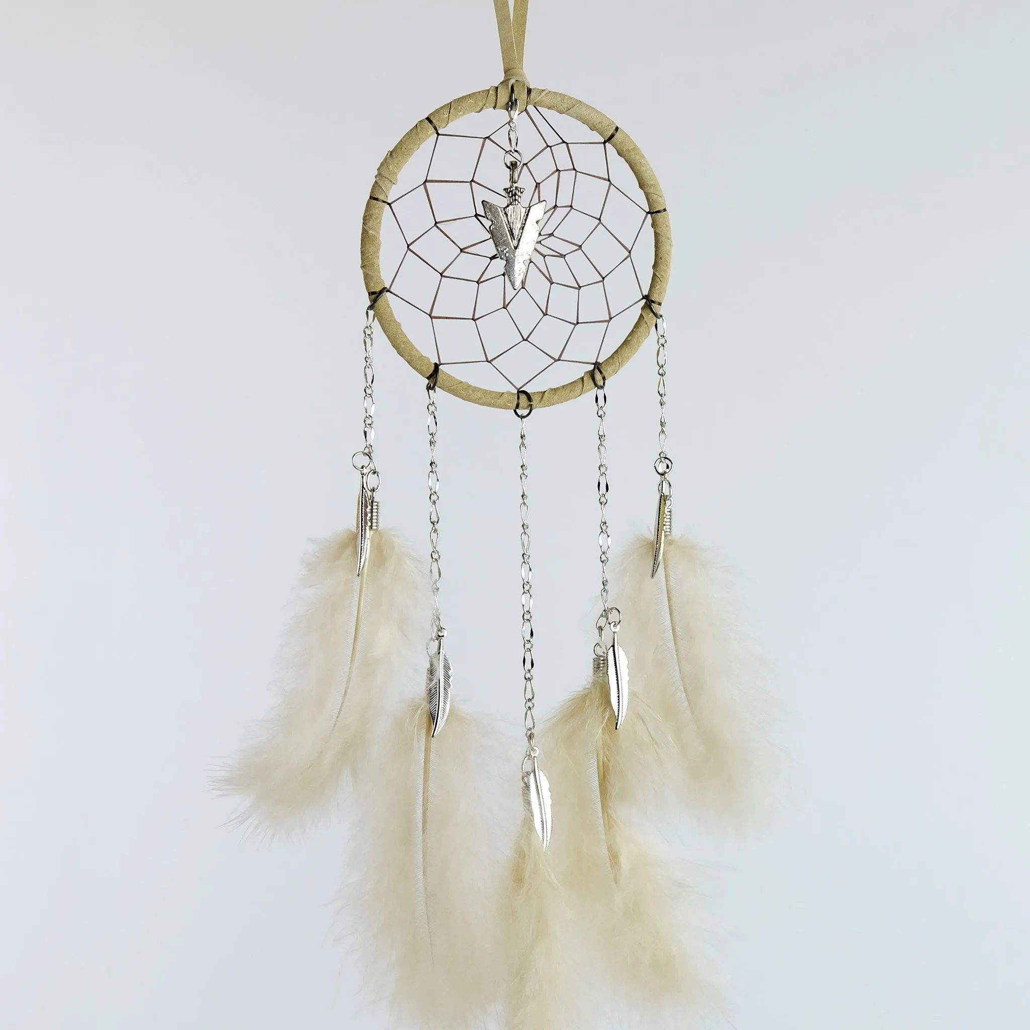 3" Dream Catchers with Chain and Metal Arrowhead