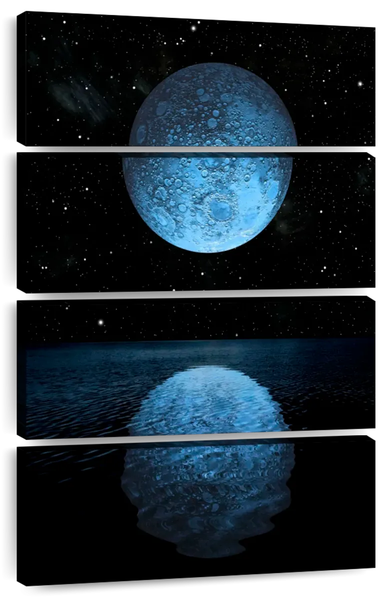 A Blue Moon Rising Over A Calm Ocean Wall Art