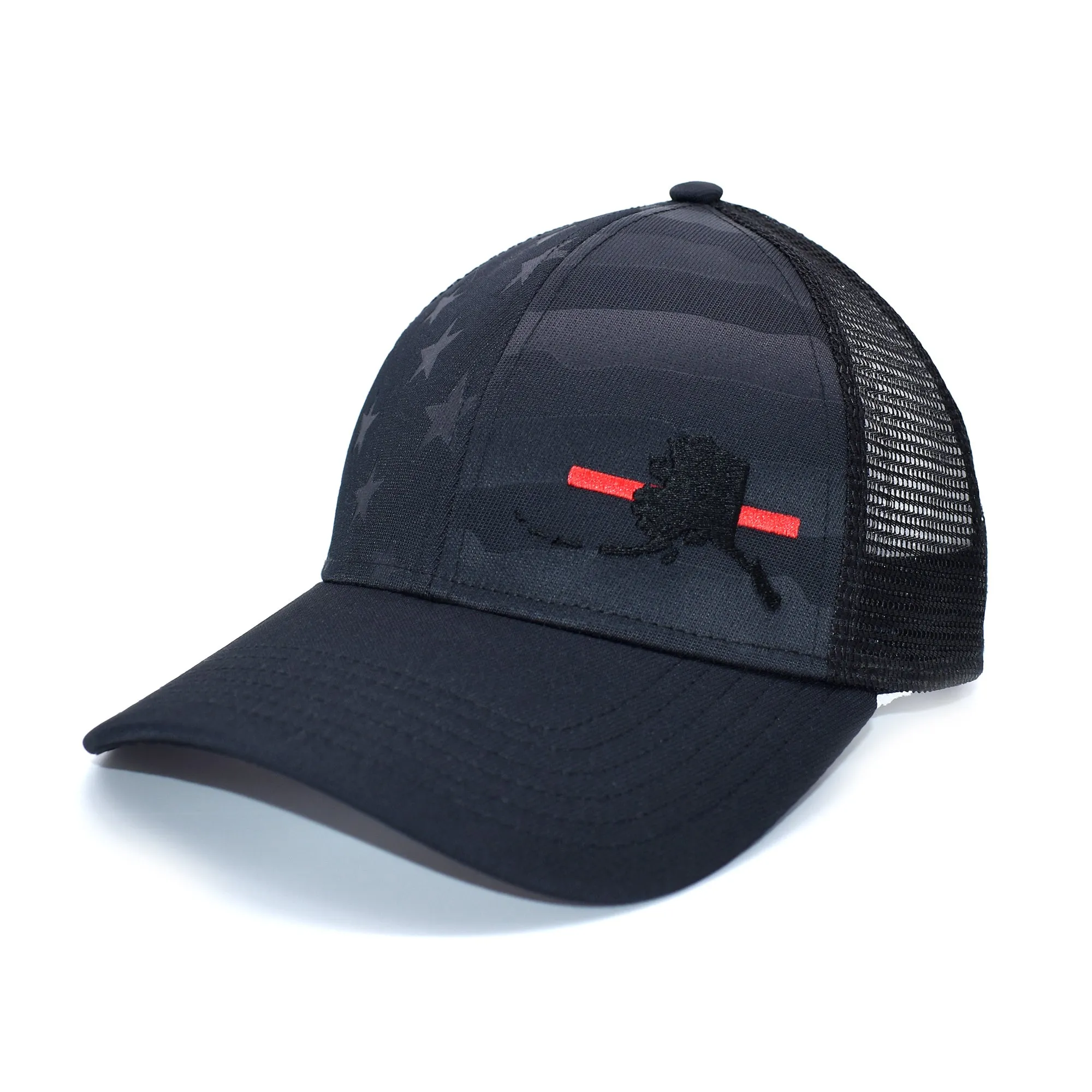 Alaska State Outline Red Line Firefighter Support Hat