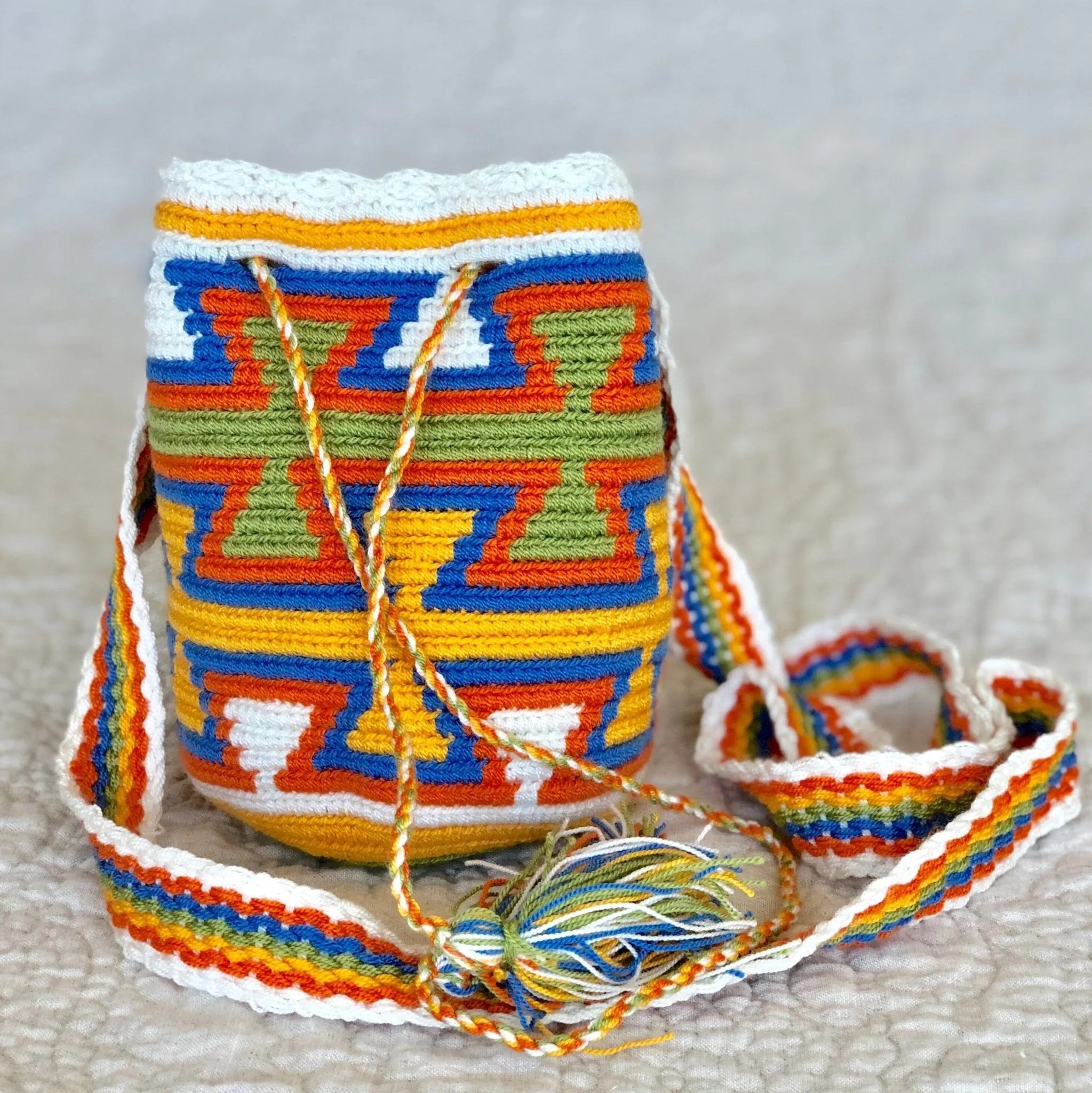 Caribbean Sunset Mini Crochet Bags - Authentic Wayuu Mochila Bag