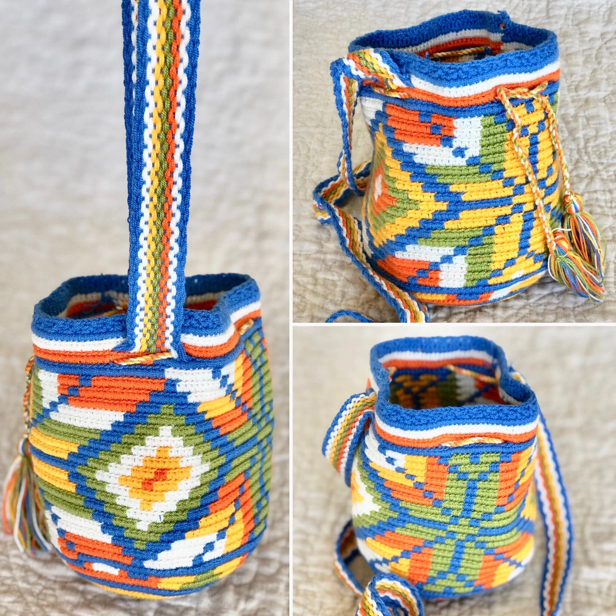 Caribbean Sunset Mini Crochet Bags - Authentic Wayuu Mochila Bag