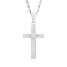 Cross Necklace with CZ - Silver