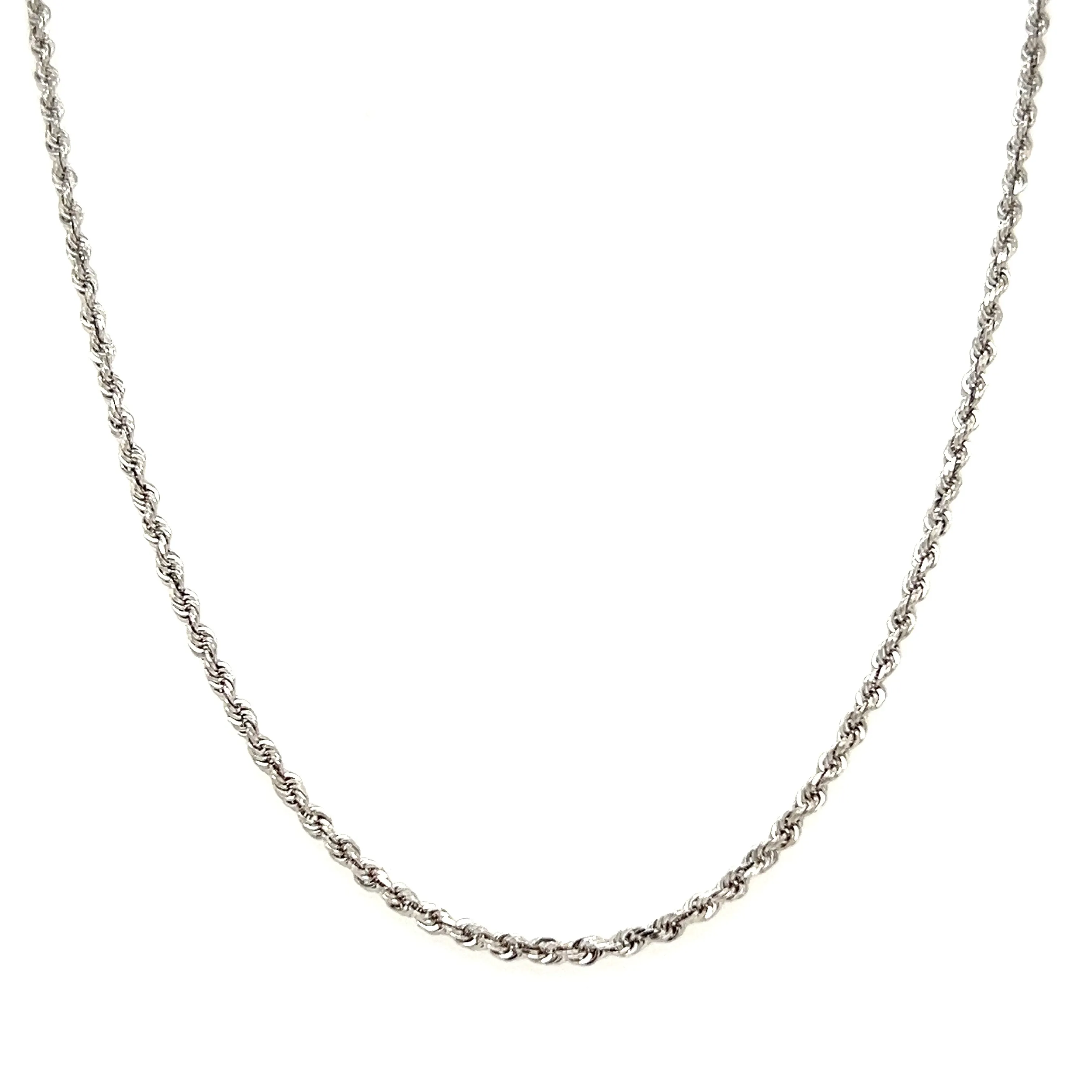 Diamond-cut Rope Chain 2mm with 16in of Length in 14K White Gold