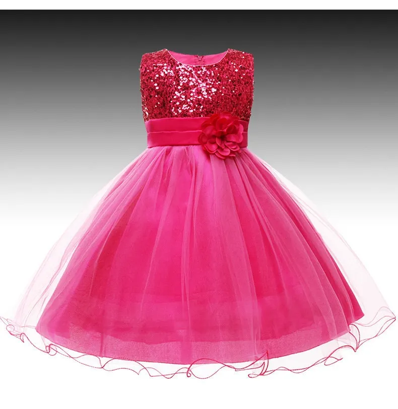 Girls Princess Dress for Girls Tutu Sleeveless Sequin Party Dress