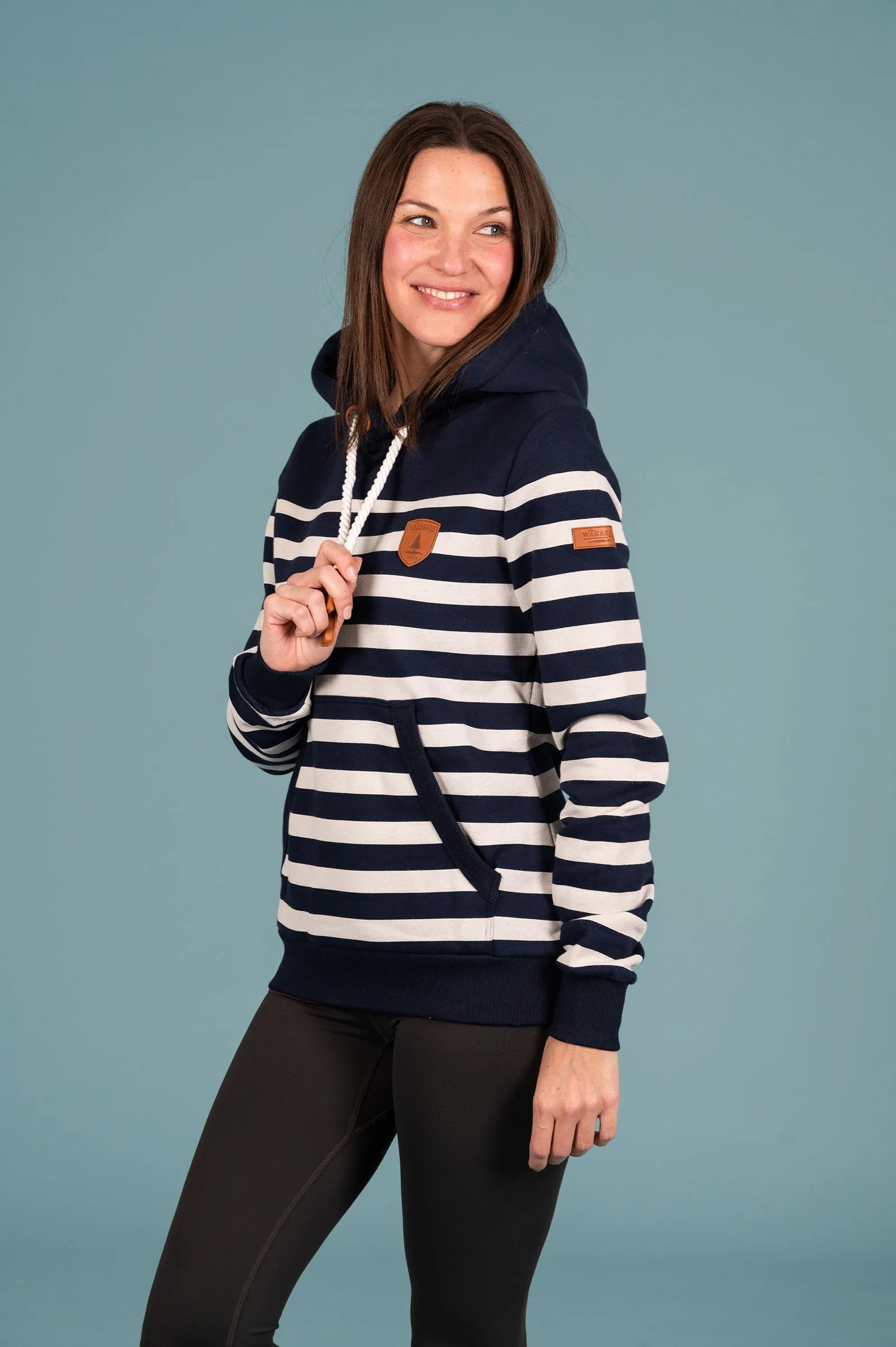 Grace Oatmeal Stripe Hoodie Navy