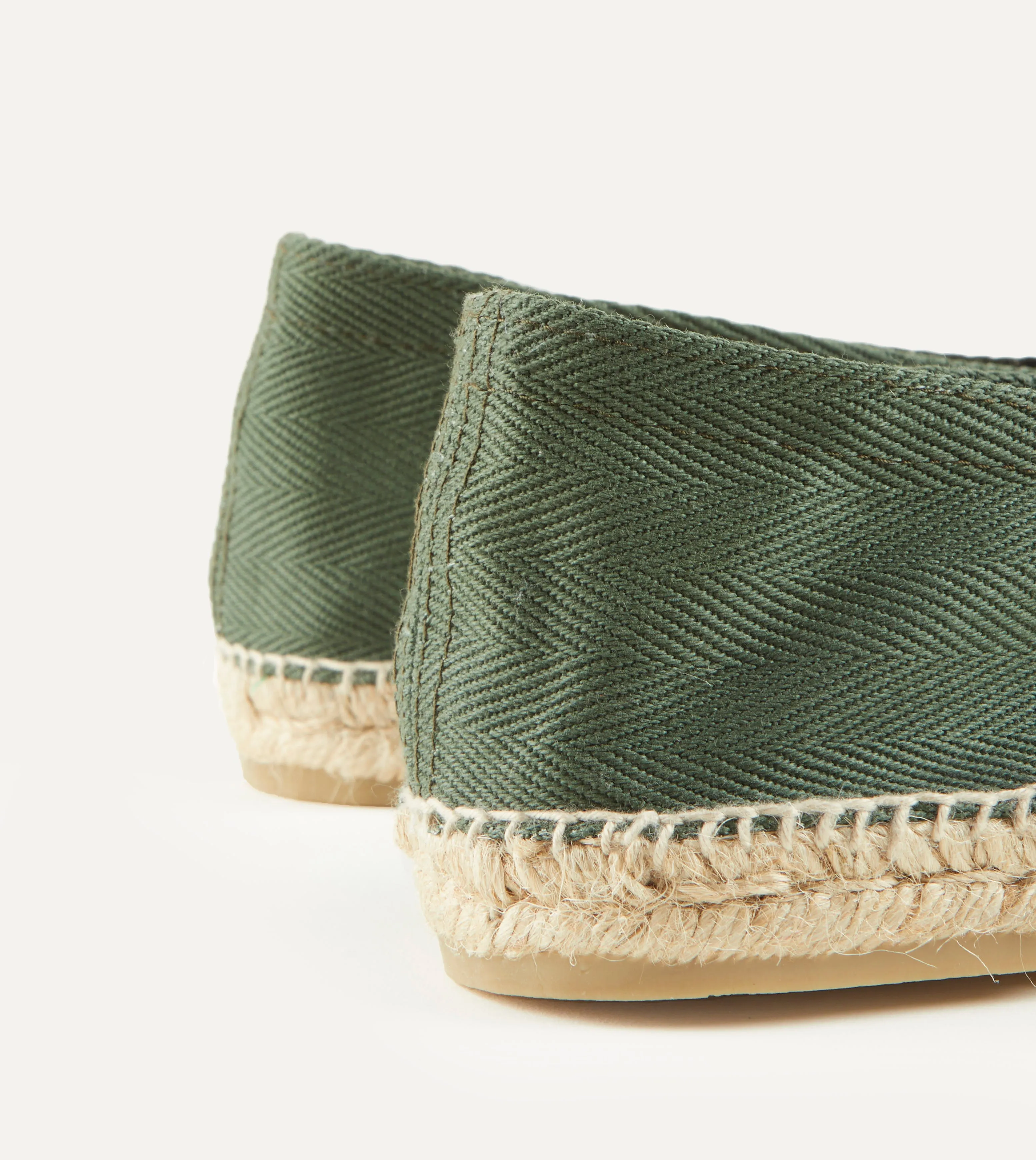 Green Herringbone Cotton Espadrilles