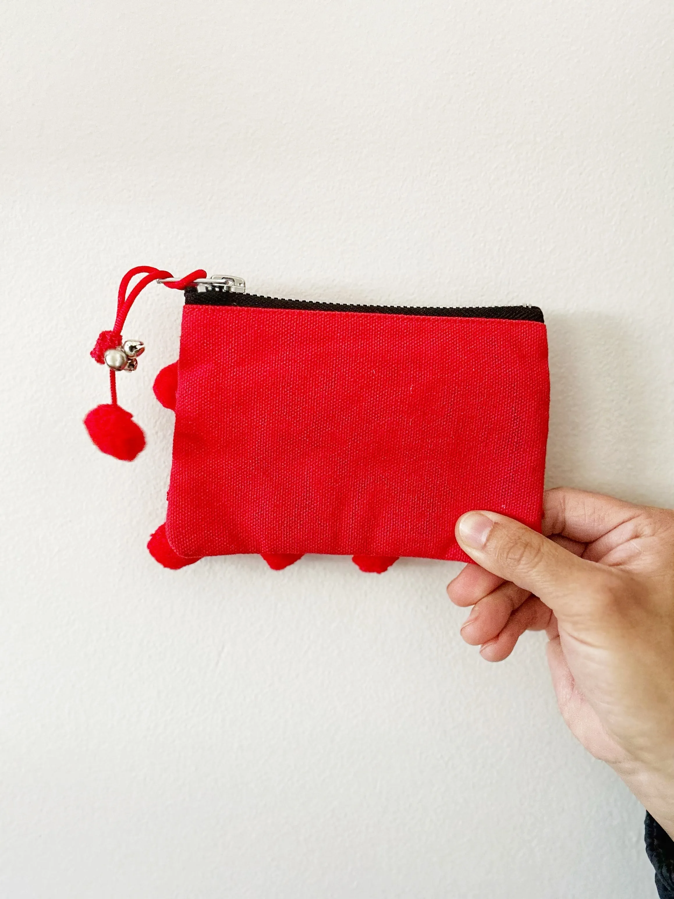 Ha Leh Handmade Pom Pom Purse in Red