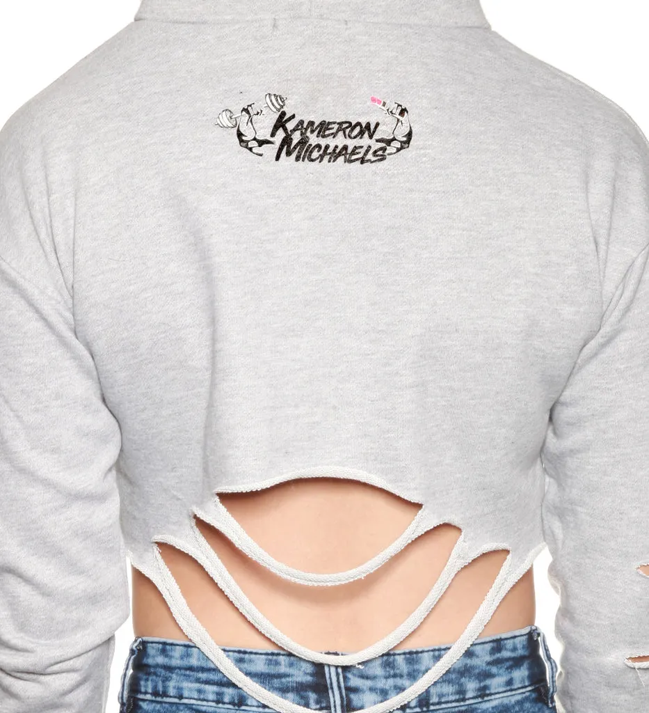 Kameron Michaels: Body Builder Barbie Crop Top Hoodie *REG $50