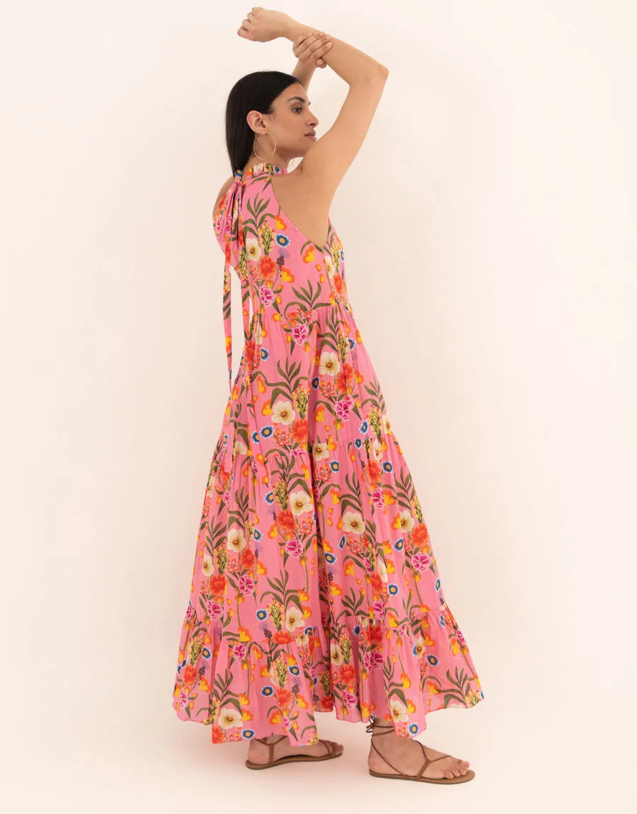 Pandora Voile Maxi Dress - Vila Floral Pink