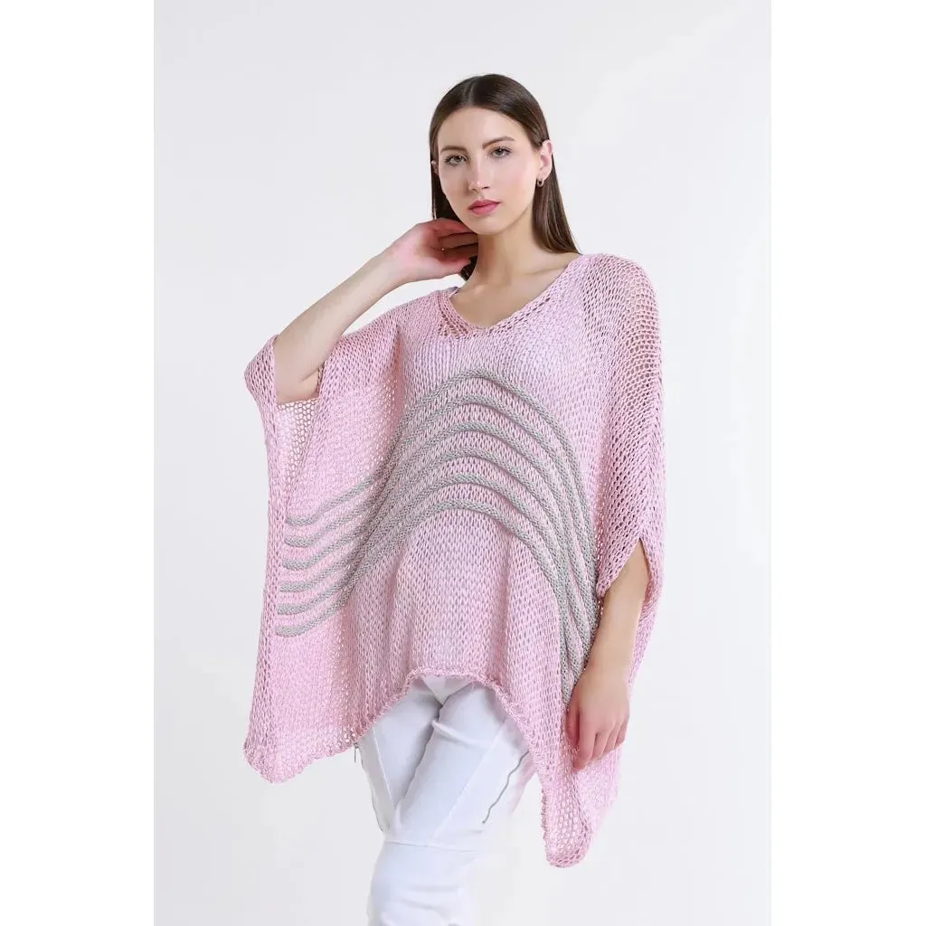 Rose Open Knit Sweater - Blush