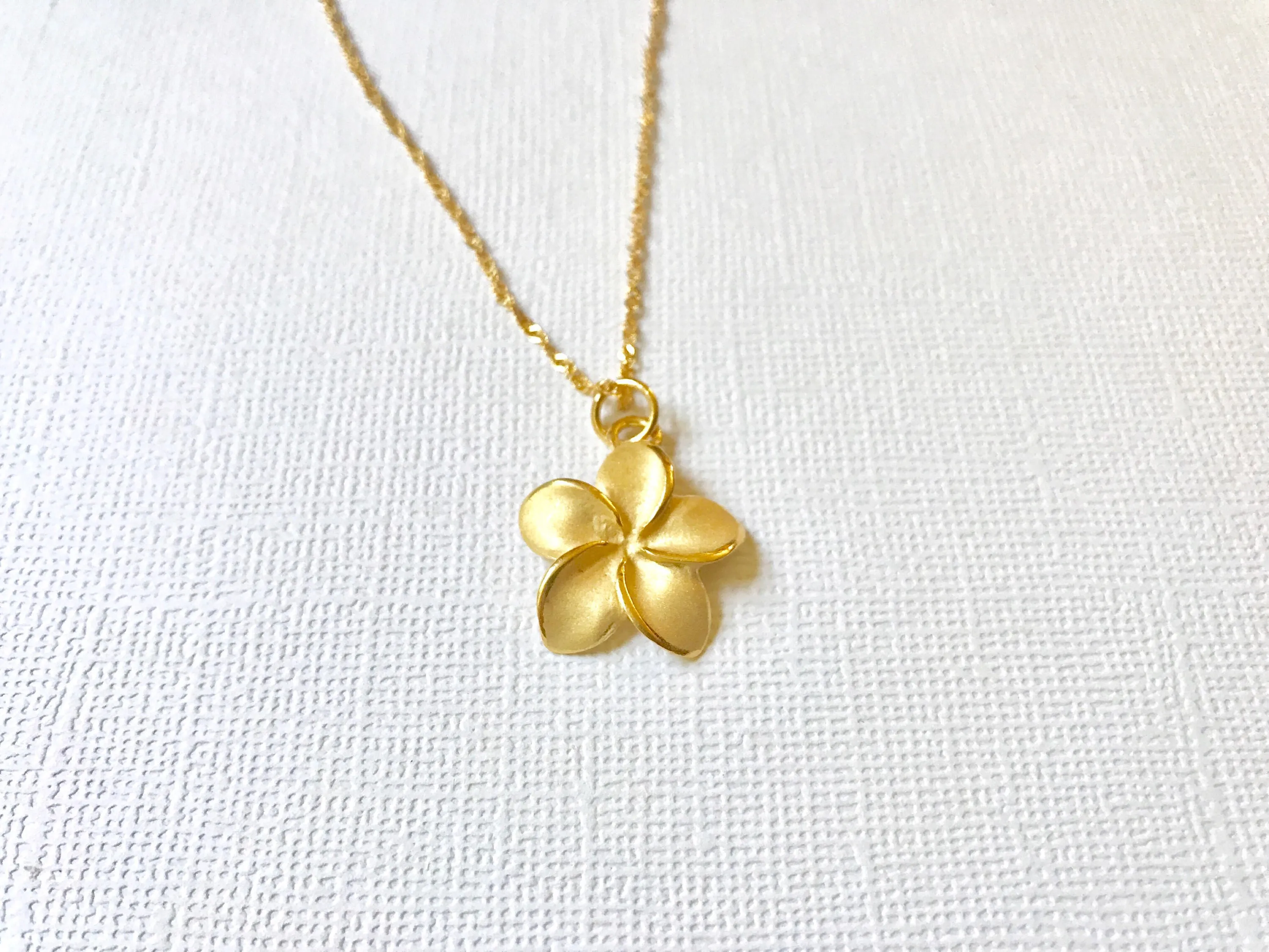 Sale! Gold over Sterling Silver plumeria necklace, Plumeria necklace, Hawaiian necklace, Plumeria jewelry, Flower necklace,Bridesmaid gift