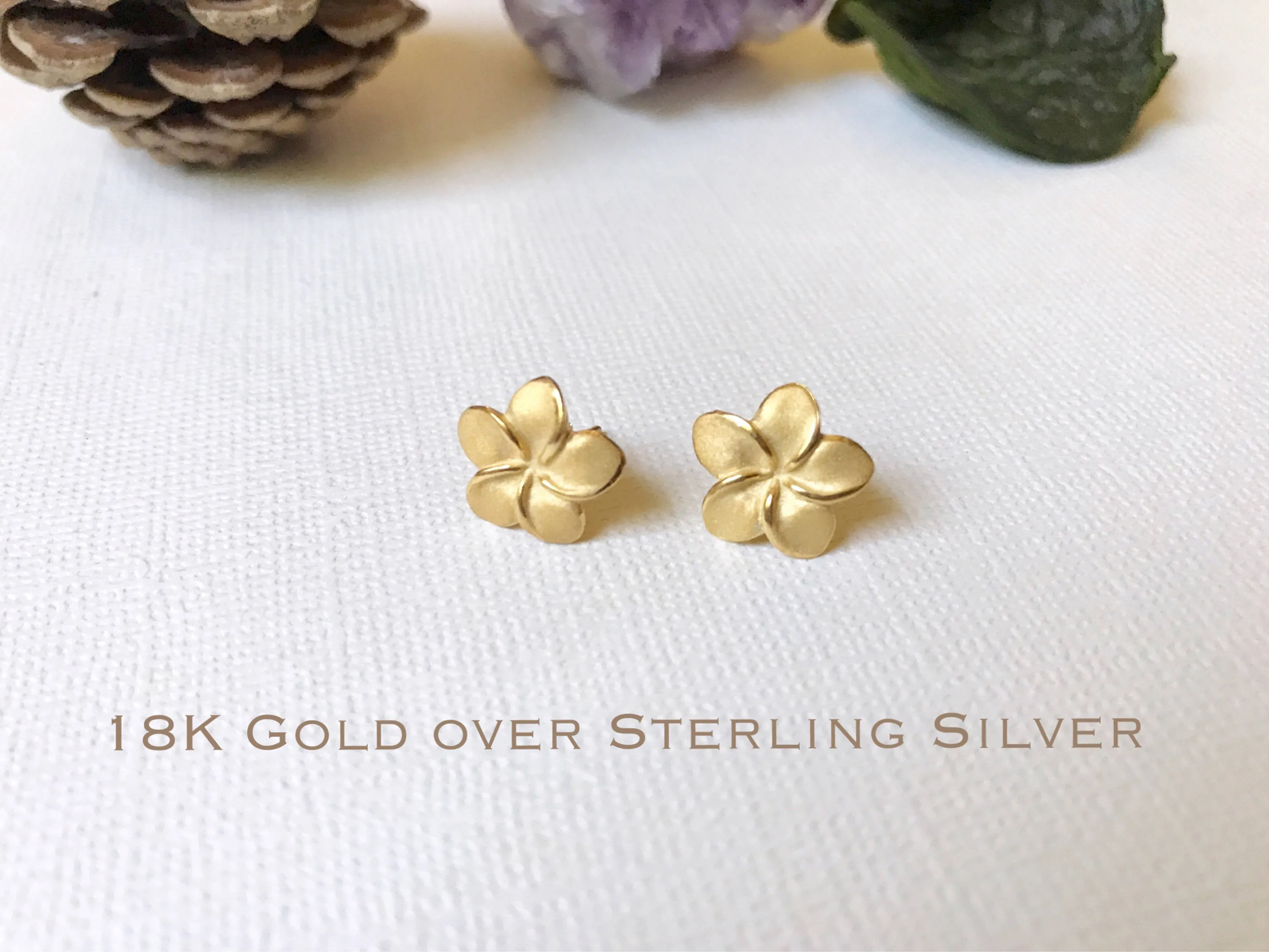 Sale Rose Gold over Sterling Silver, Plumeria stud earring, Plumeria earring, Plumeria studs, Gold Plumeria, Silver Plumeria, Flower earring