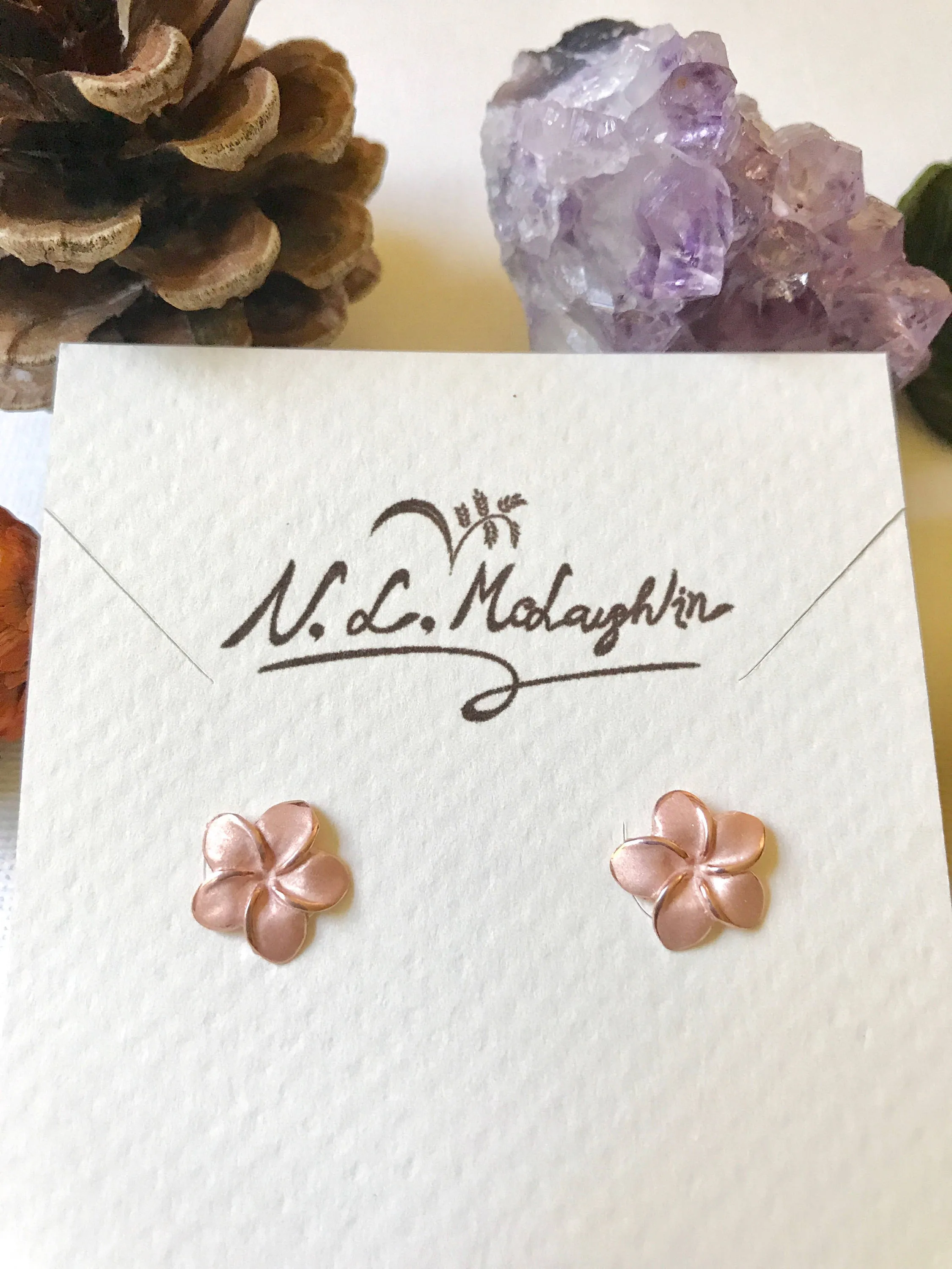 Sale Rose Gold over Sterling Silver, Plumeria stud earring, Plumeria earring, Plumeria studs, Gold Plumeria, Silver Plumeria, Flower earring