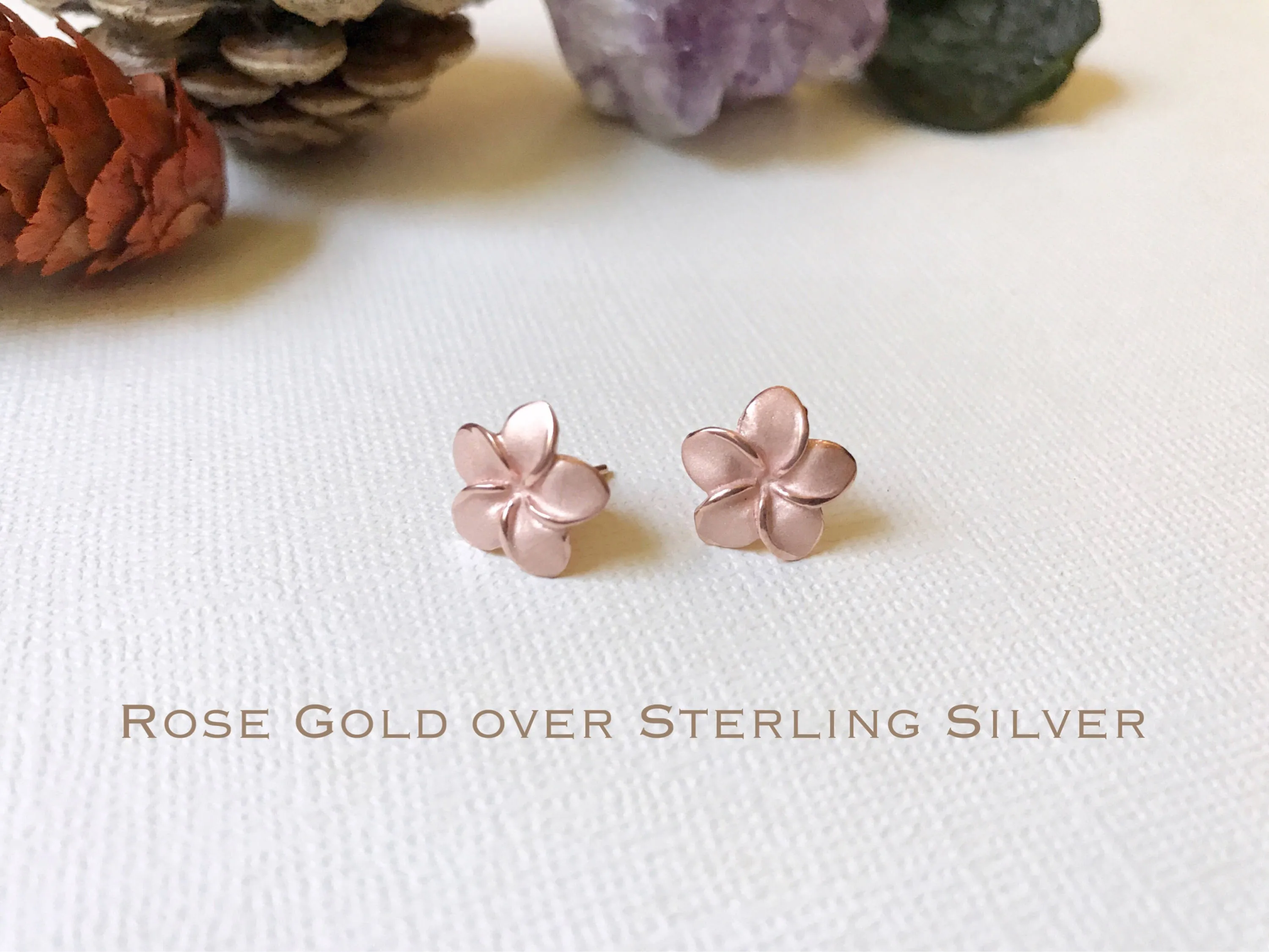 Sale! Sterling Silver, Plumeria stud earrings, Plumeria earrings, Plumeria studs, Hawaiian earrings, Rose Gold Plumeria, Flower earring