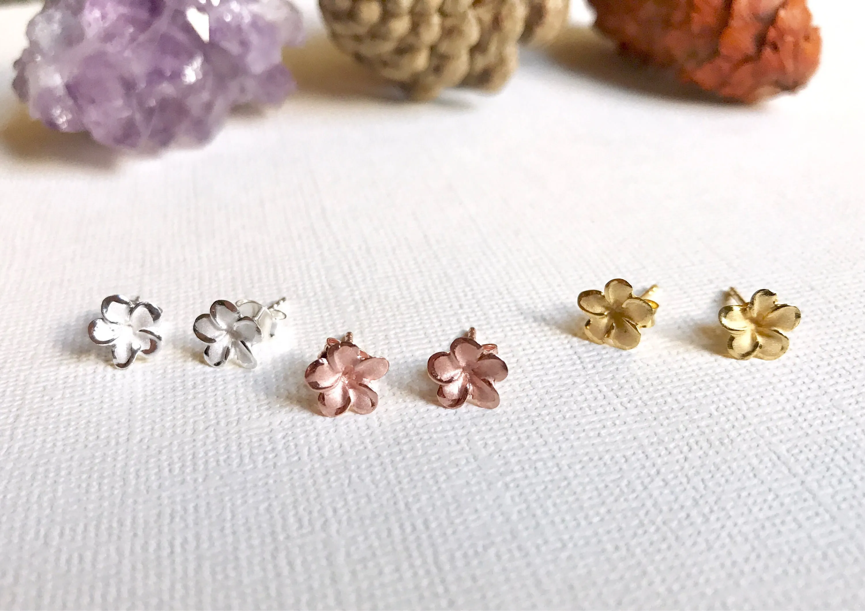 Tiny plumeria studs earrings